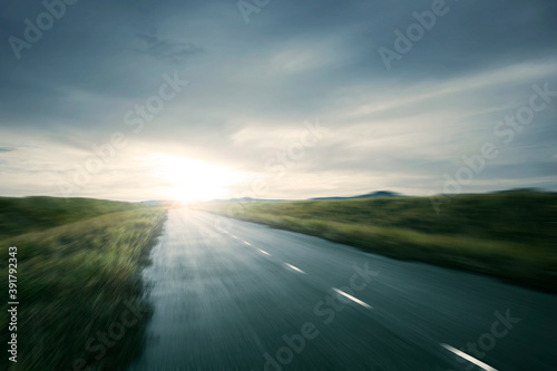 Nature asphalt motion blurred road