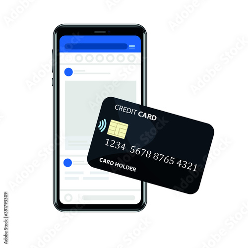 The concept of technology payments in mobile applications. Flat vector illustration