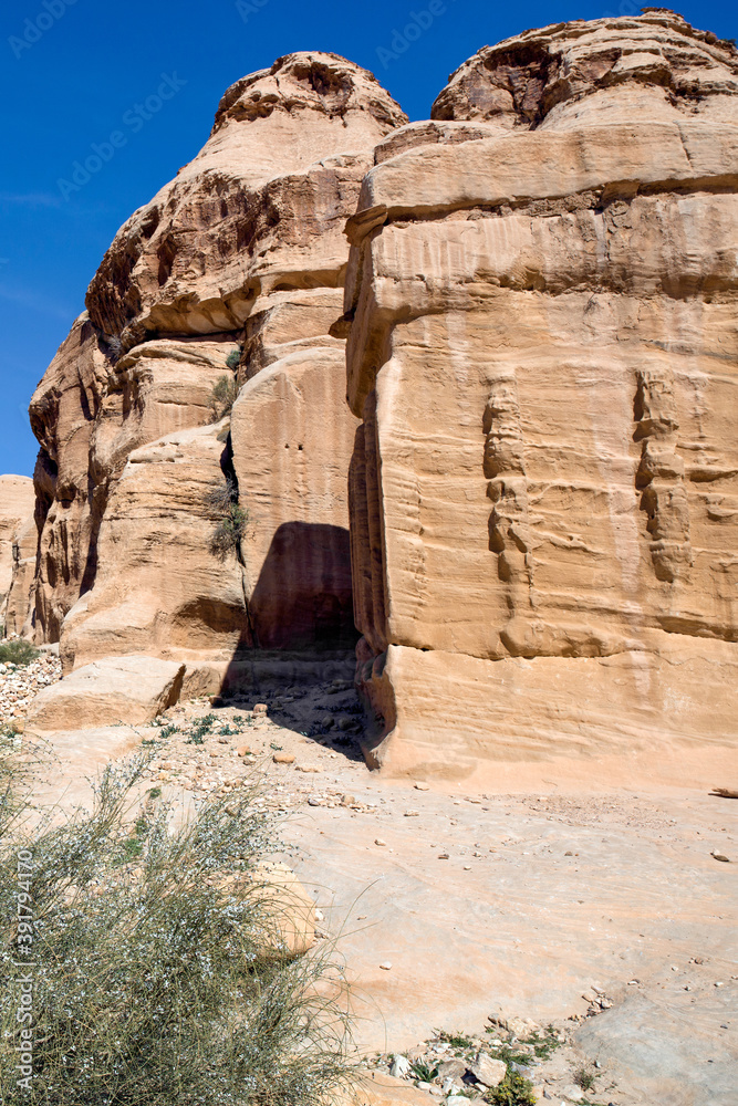 Landscape of the Djinn blocks in the ancient Nabatean city of Petra, Jordan