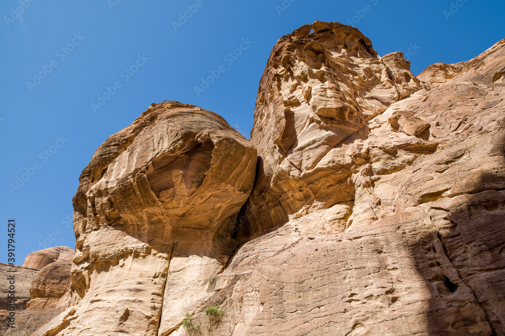 Rocky formation in the ancient city of Petra, Jordan