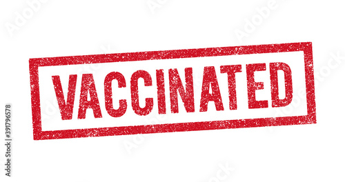 Vector illustration of The word Vaccinated in red ink stamp
