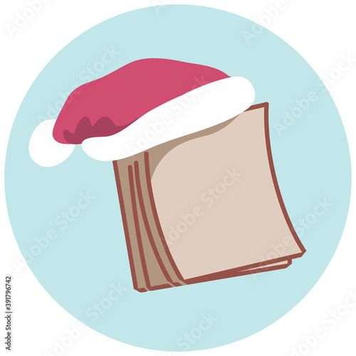 Christmas calendar with a cap of Santa Claus. Cute Doodle.