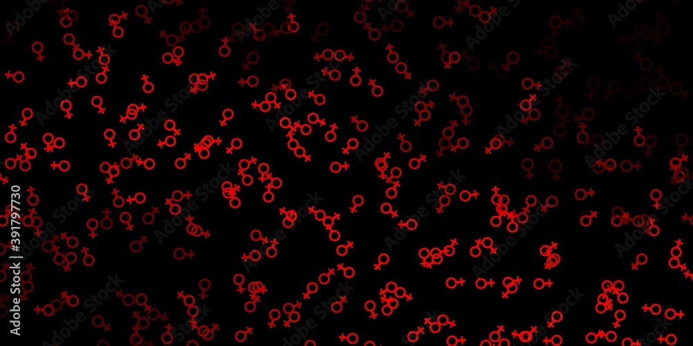Dark Red vector background with occult symbols.