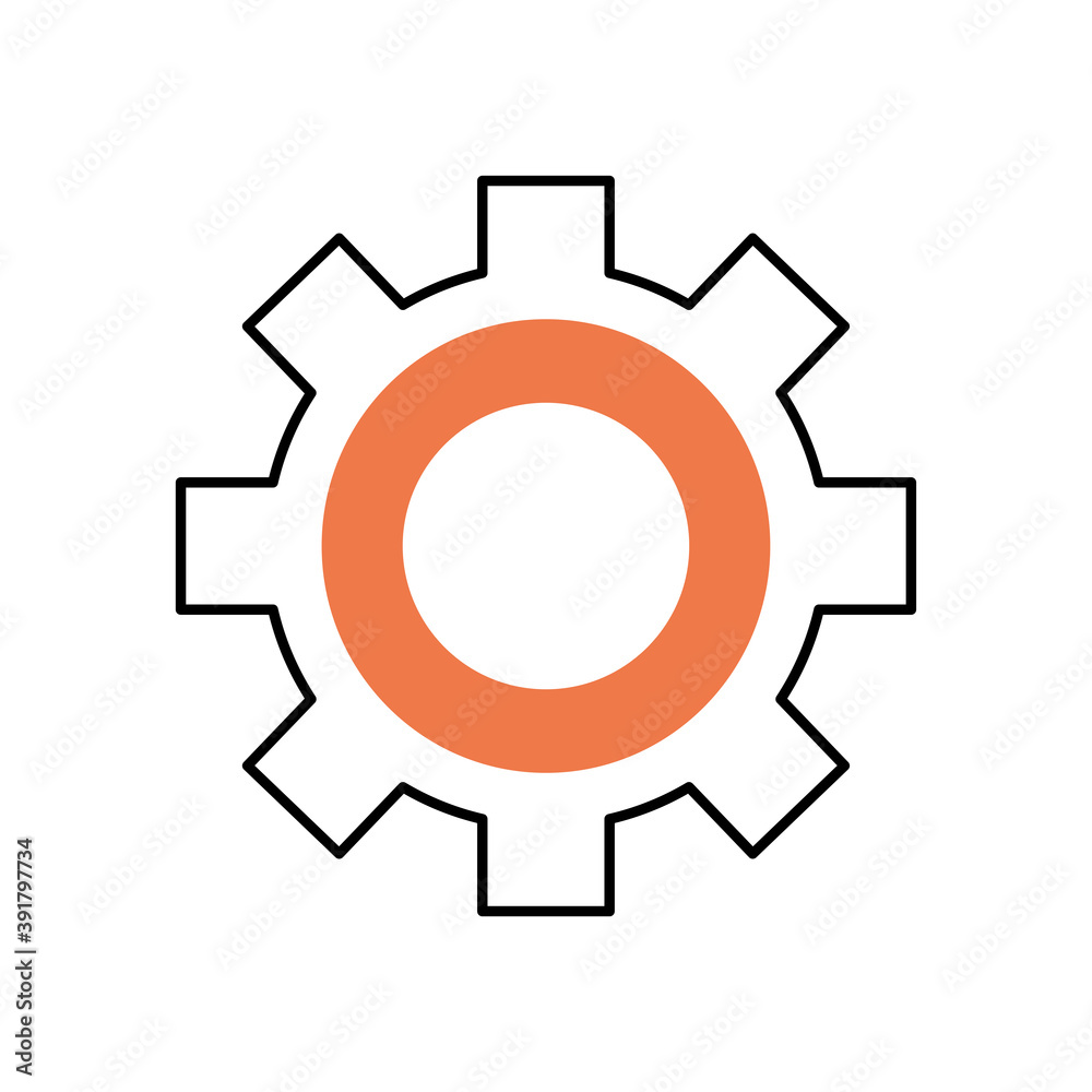 gear wheel icon, half line half color style