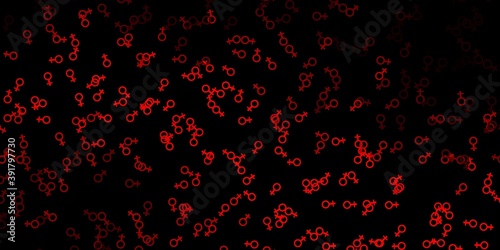 Dark Red vector background with occult symbols.