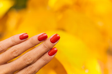 Leinwandbilder Nagelstudio Herbstliche Maniküre in Orange  © Анастасия Каргаполов