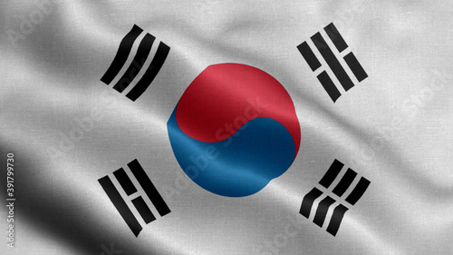South Korea waving flag texture realistic