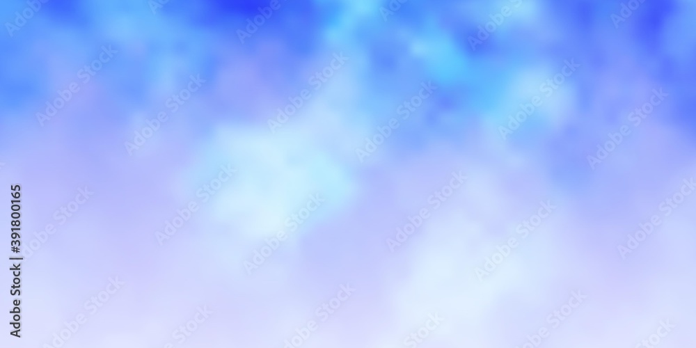 Light BLUE vector pattern with clouds.