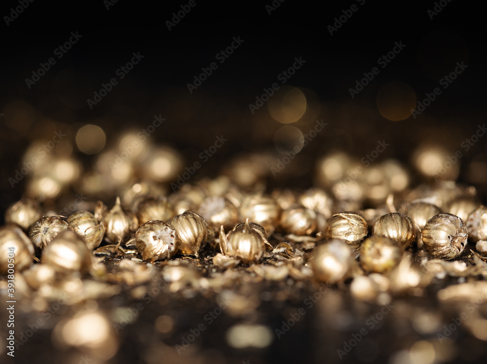 Shining golden particles abstract background. Blurred bokeh background of gold dust particles slowly floating in the air. Magical fairy background. festive golden dark background. Shining golden particles abstract background. Blurred bokeh background of gold dust particles slowly floating in the air. Magical fairy background. festive golden dark background.