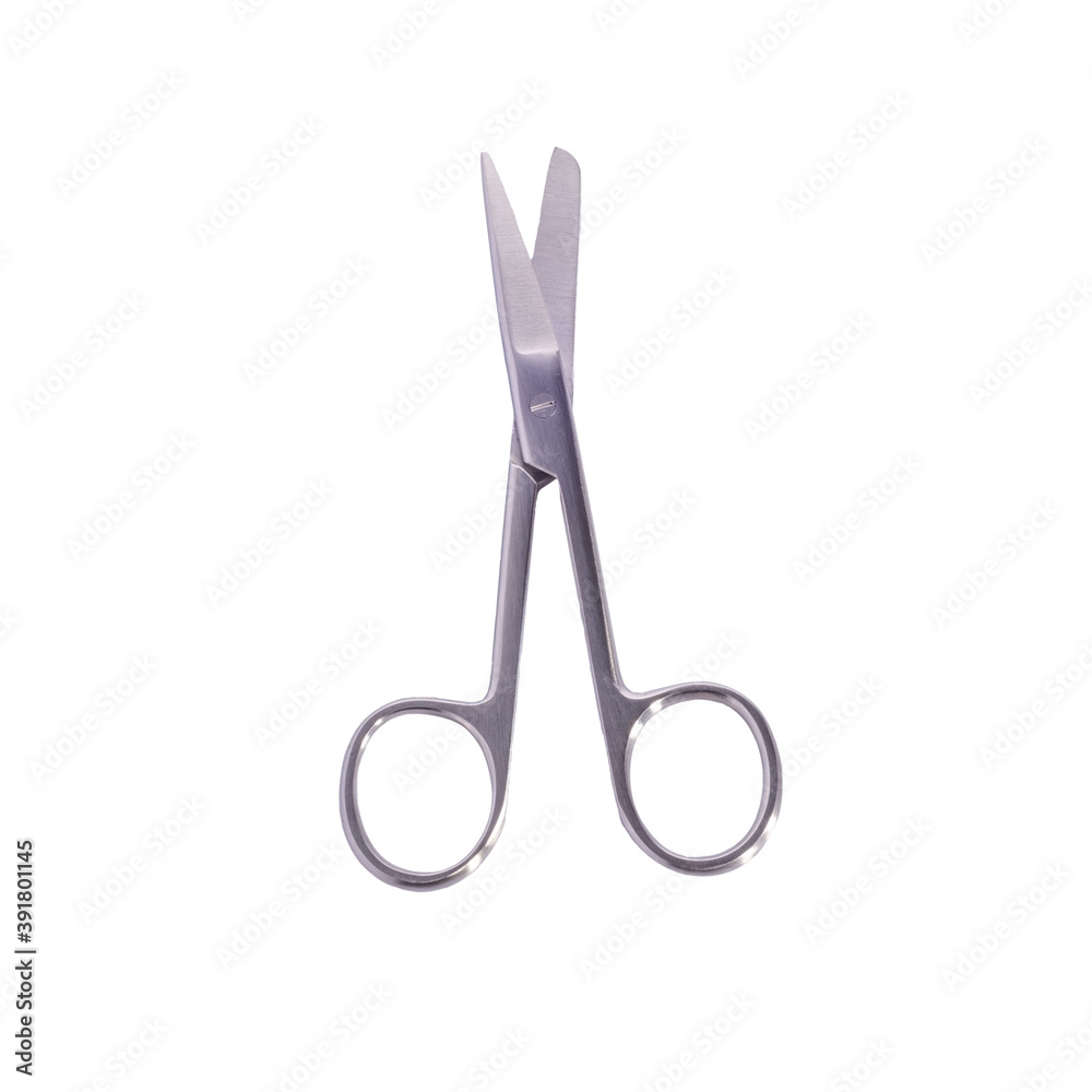 surgical instrument sharp-pointed scissors, isolate on white background surgical instrument sharp-pointed scissors, isolate on white background