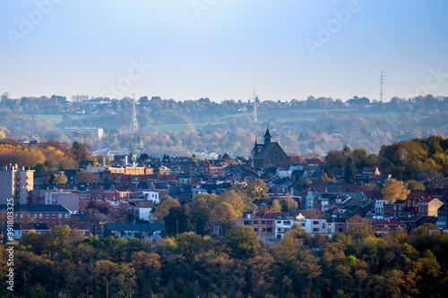 Vue aérienne de Liège en automne