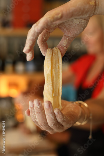 Photography Fresh tagliatelle pasta in Rome Italy