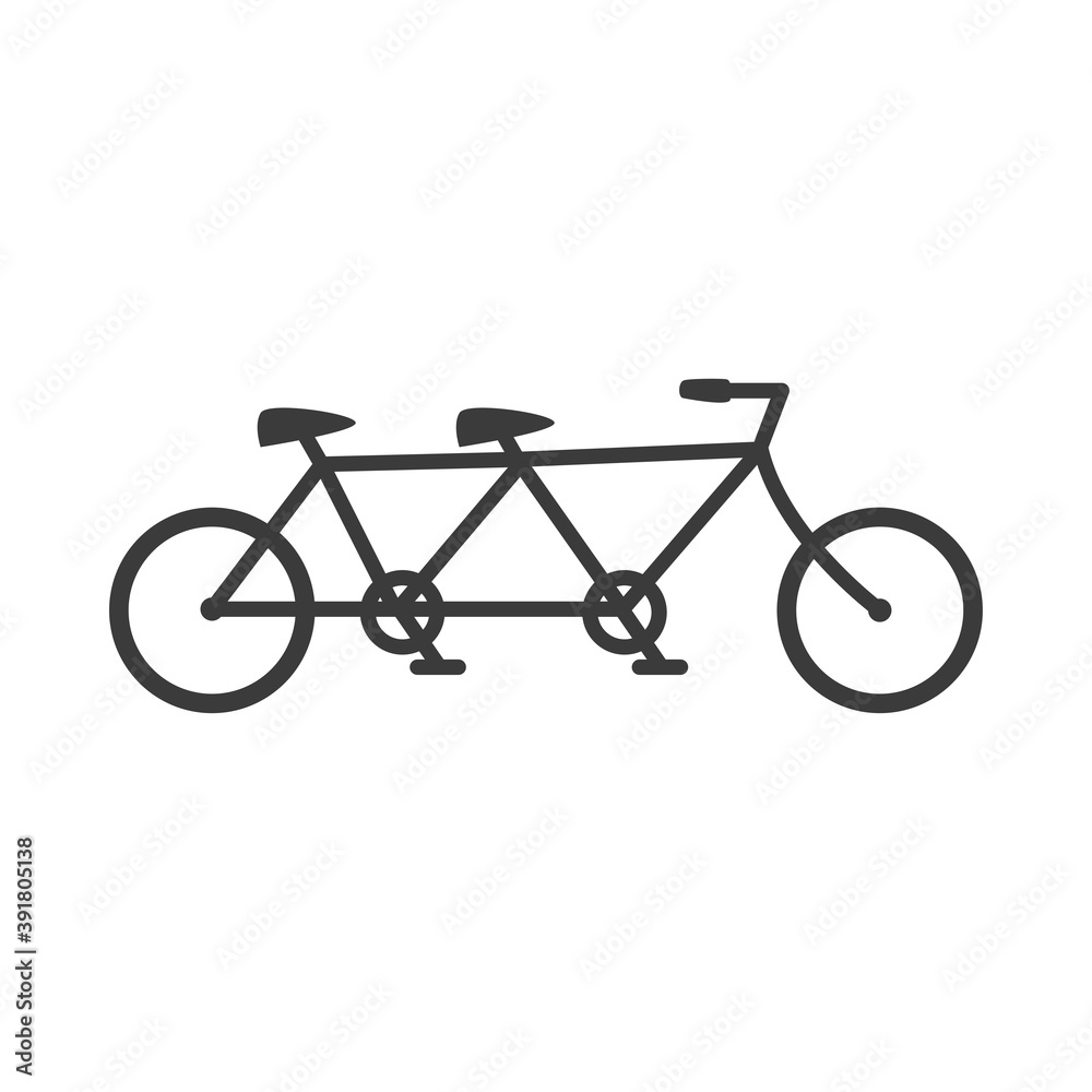 tandem bicycle transport on white background