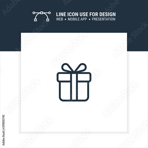 gift vector symbol outline stroke graphic design single icon illustration