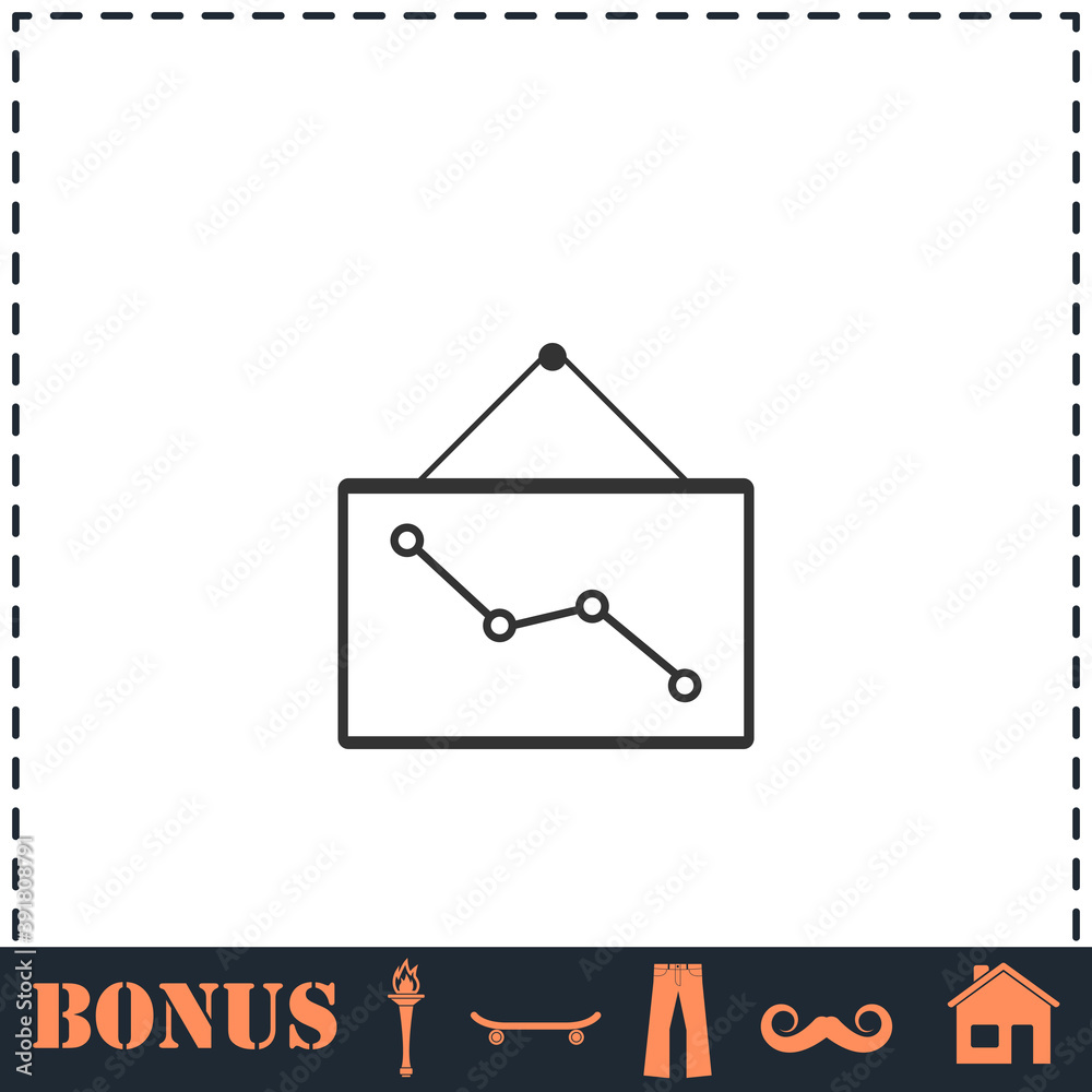 Graph down icon flat Graph down icon flat