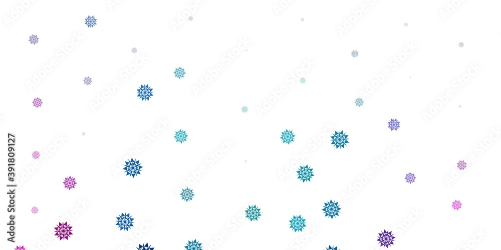 Light blue, red vector pattern with colored snowflakes.