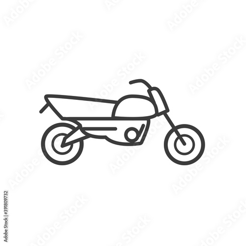 motorcycle icon transport, line style, on white background