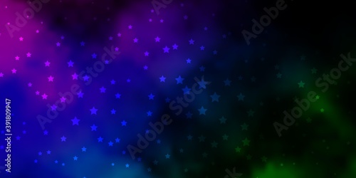 Dark Multicolor vector background with colorful stars.