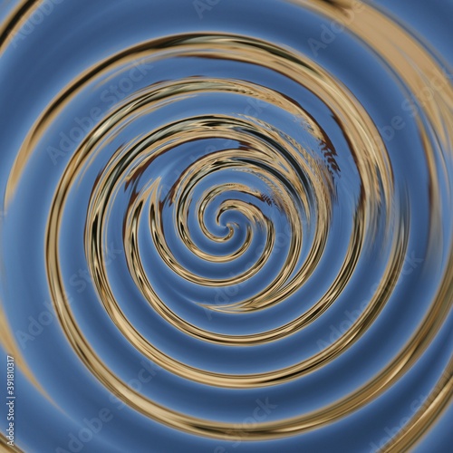abstract water reflection spiral patterns in shades of blue silver and gold