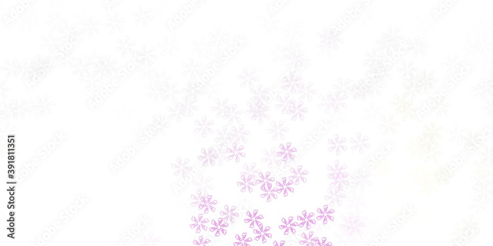 Light pink, yellow vector abstract template with leaves.