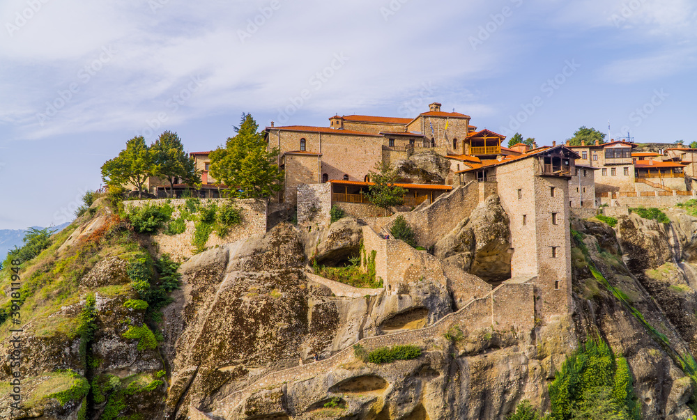 Panoramic view of the Monastery of the Great Meteoron in Meteora, Thessaly, Greece
