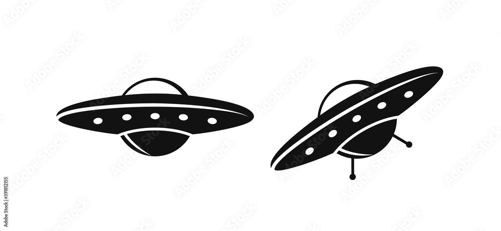 Flying saucer logo. Isolated flying saucer on white background