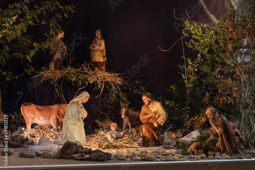 Fotografie, Obraz Christmas creche with Joseph Mary and Jesus
