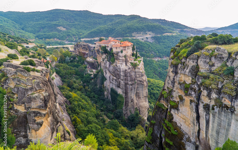 The Holy Monastery of Varlaam in Meteora, Greece built on top of unique rock formations The Holy Monastery of Varlaam in Meteora, Greece built on top of unique rock formations