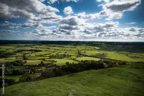 English rural landscape seen from Glastonbury Tor photo