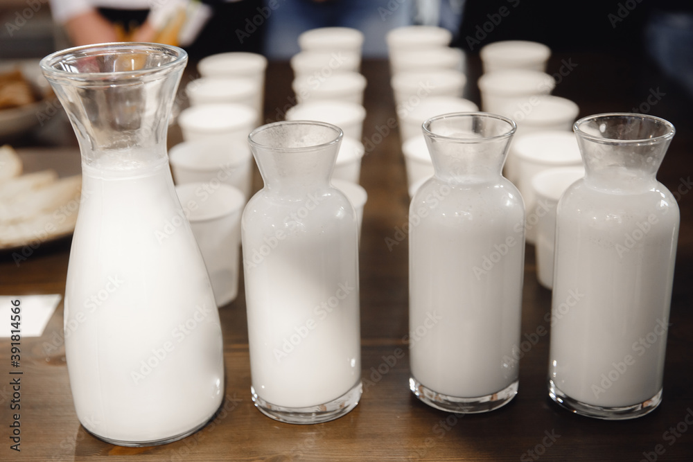 Dairy factory industry products. Quality control test of milk in laboratory Dairy factory industry products. Quality control test of milk in laboratory