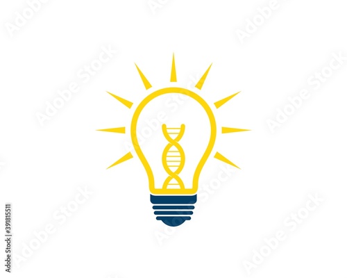 Shinning bulb with DNA symbol inside