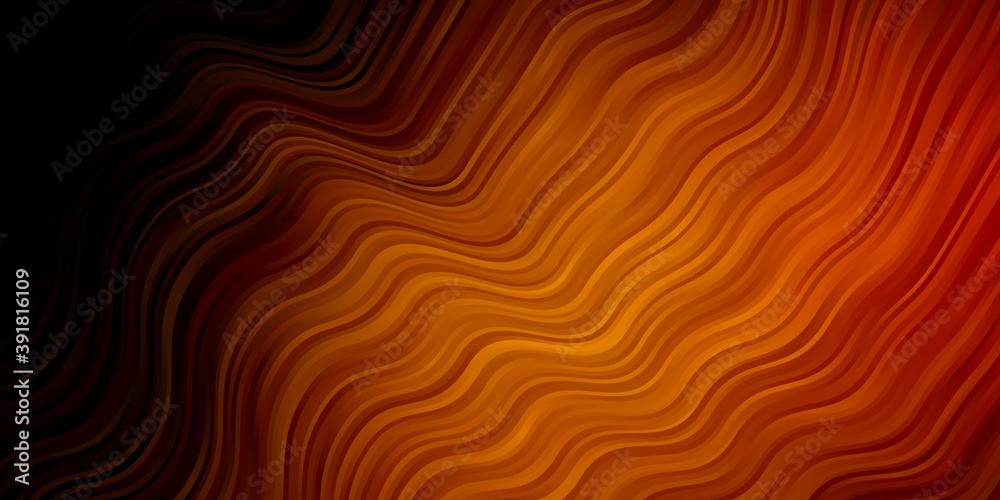 Dark Orange vector background with bent lines.