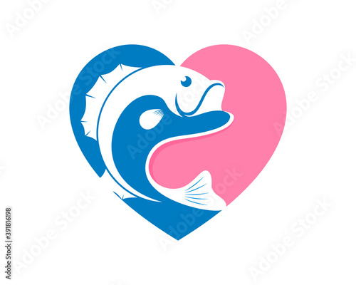 Jumping fish in the love shape