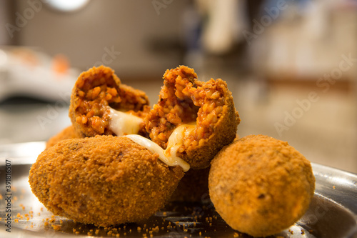 Photography fried rice balls called in rome suppli al telefono