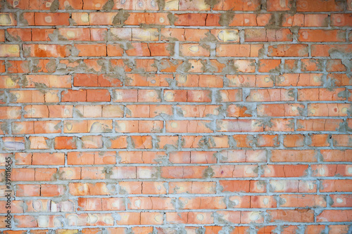 Background of a brick orange wall texture, close-up, place for an inscription.