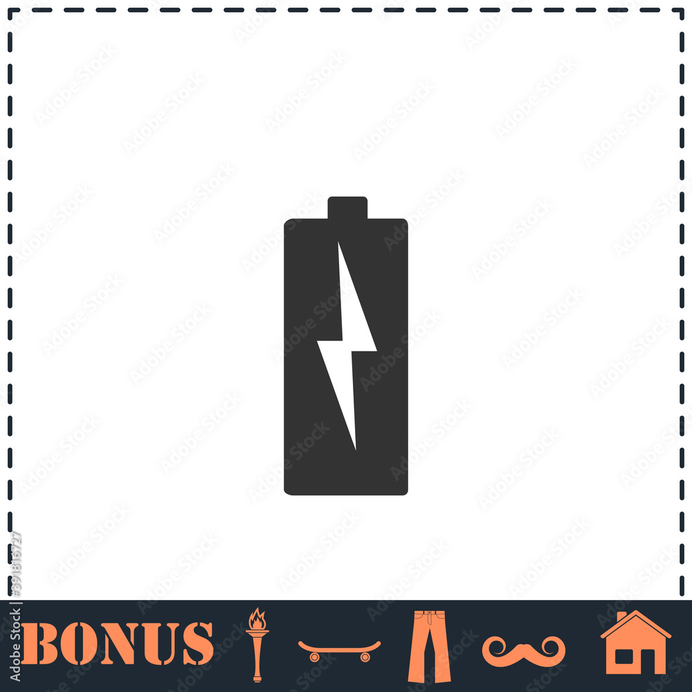 Battery Charging icon flat Battery Charging icon flat