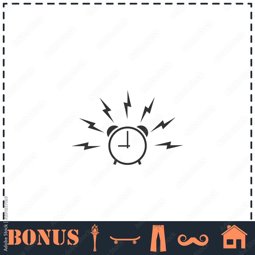 Alarm wake-up time icon flat Alarm wake-up time icon flat