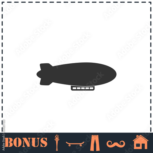 Airship zeppelin icon flat