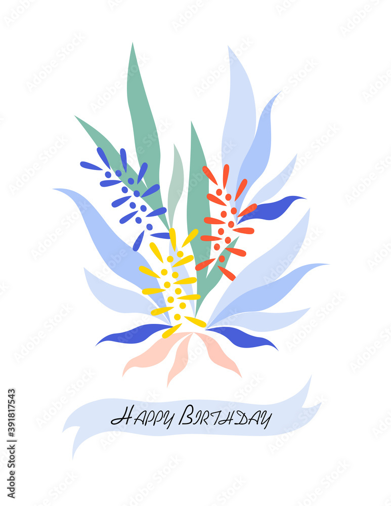 Flower template for your birthday. Suitable for poster, flyer, cover, postcard, invitation, banner, poster, brochure and other graphic design.