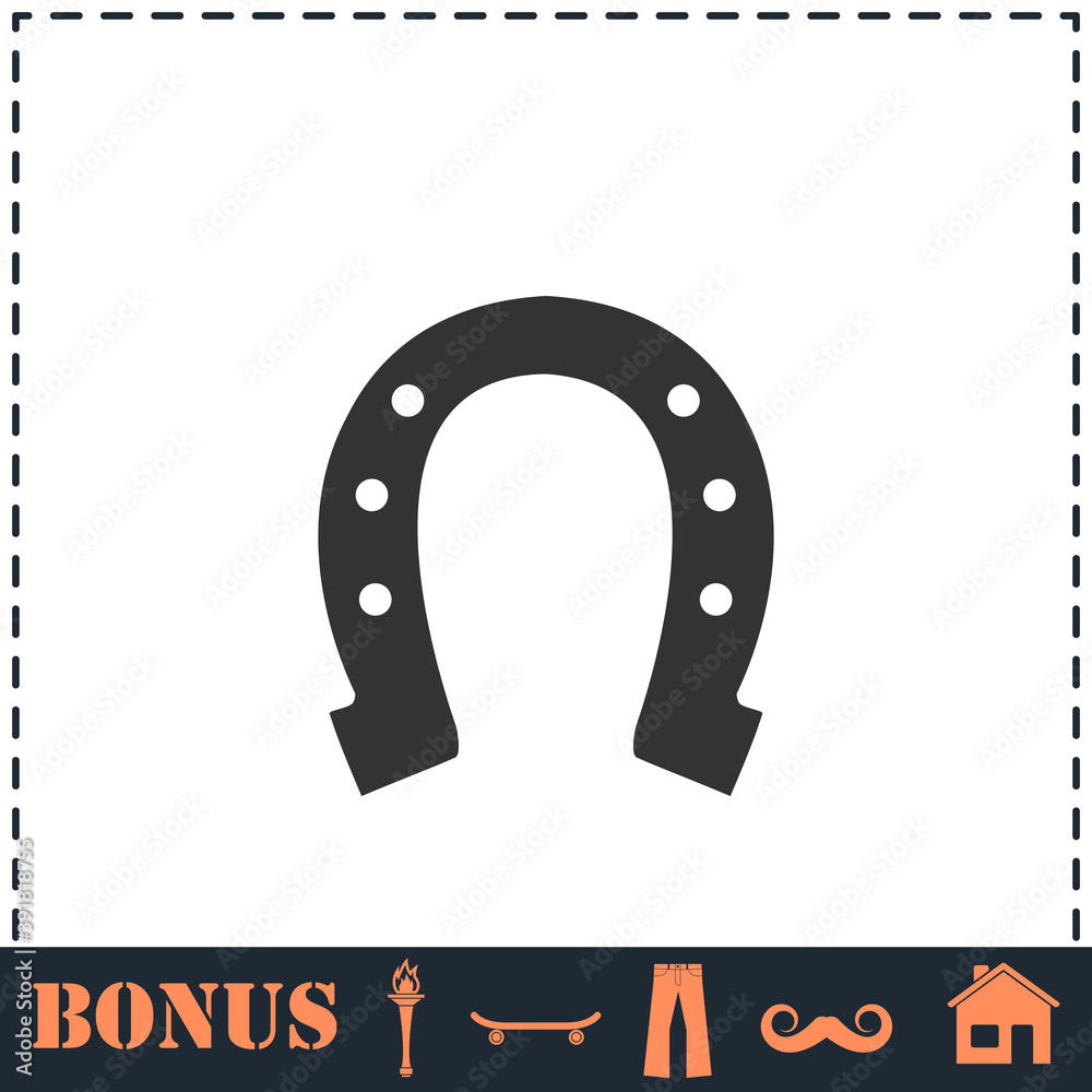 Horseshoe icon flat Horseshoe icon flat