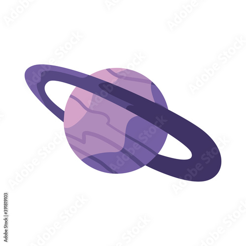 planet saturn of purple color, universe space concept, on white background