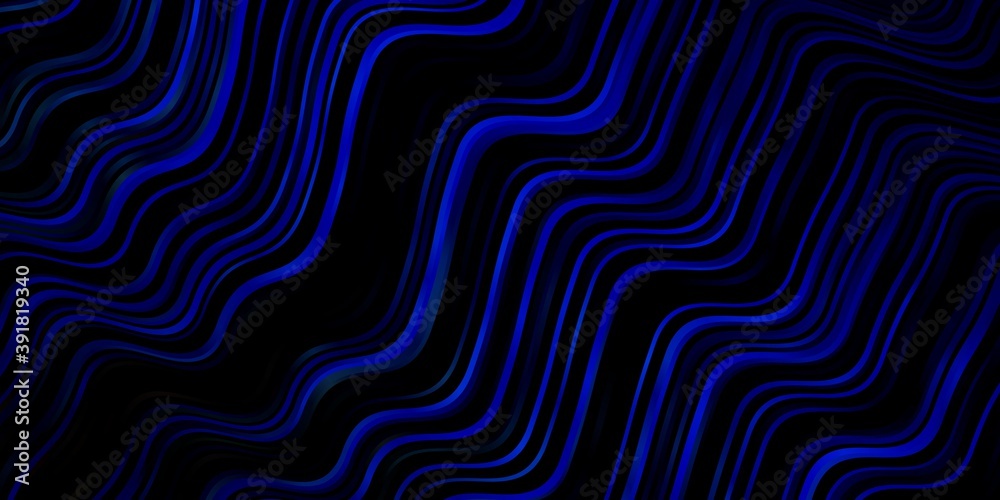 Dark Blue, Green vector background with curved lines.