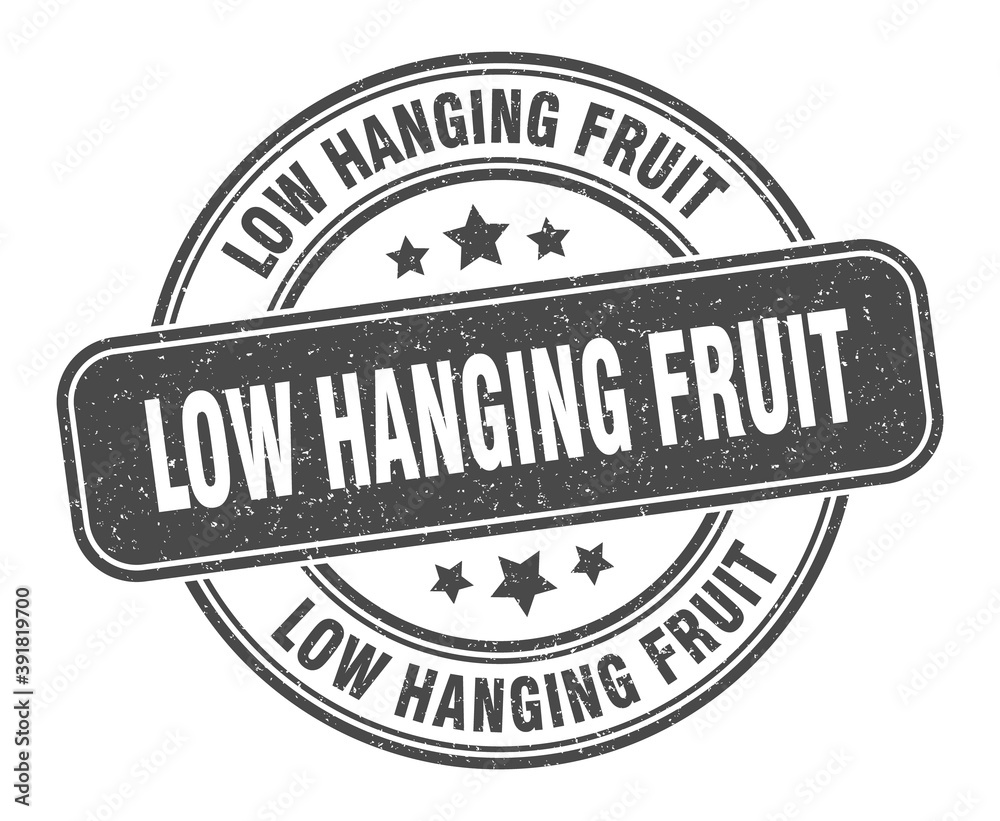 low hanging fruit stamp. low hanging fruit label. round grunge sign