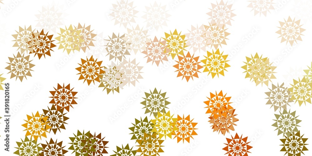 Light green, yellow vector background with christmas snowflakes.