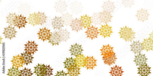 Light green  yellow vector background with christmas snowflakes.