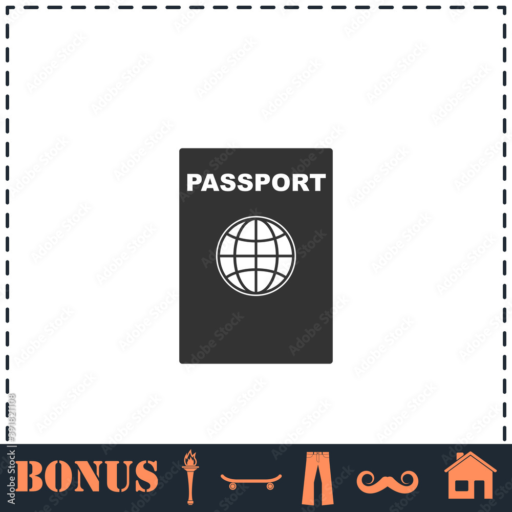 Passport icon flat Passport icon flat