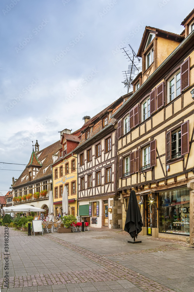 Street in Obernai, Alsace, France