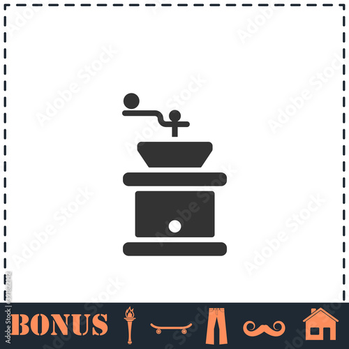 Coffee grinder icon flat