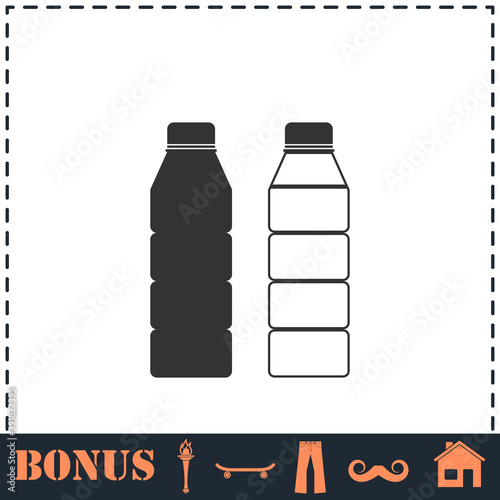 Plastic bottle icon flat