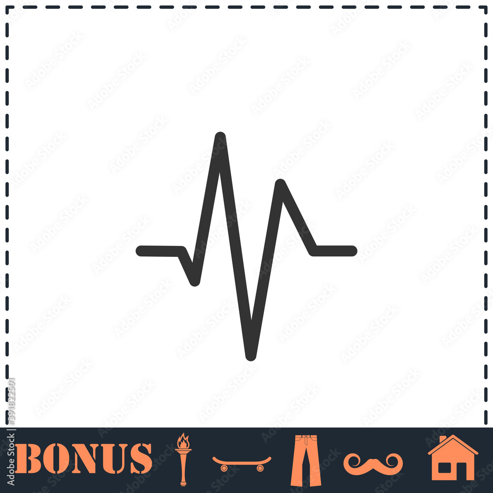 Heart beat cardiogram icon flat Heart beat cardiogram icon flat